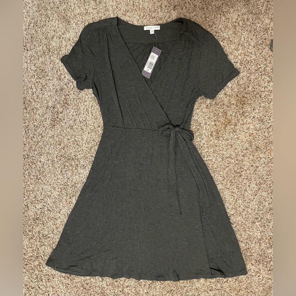 DownEast. NWT.  Medium.  Gray. Faux Wrap Dress. Lovely, soft knit fabric dress.